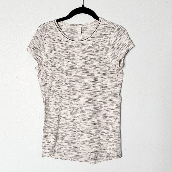 Lululemon Another Mile Short Sleeve Tee Tiger Space Dye Black White 2 Tshirt - Picture 1 of 4